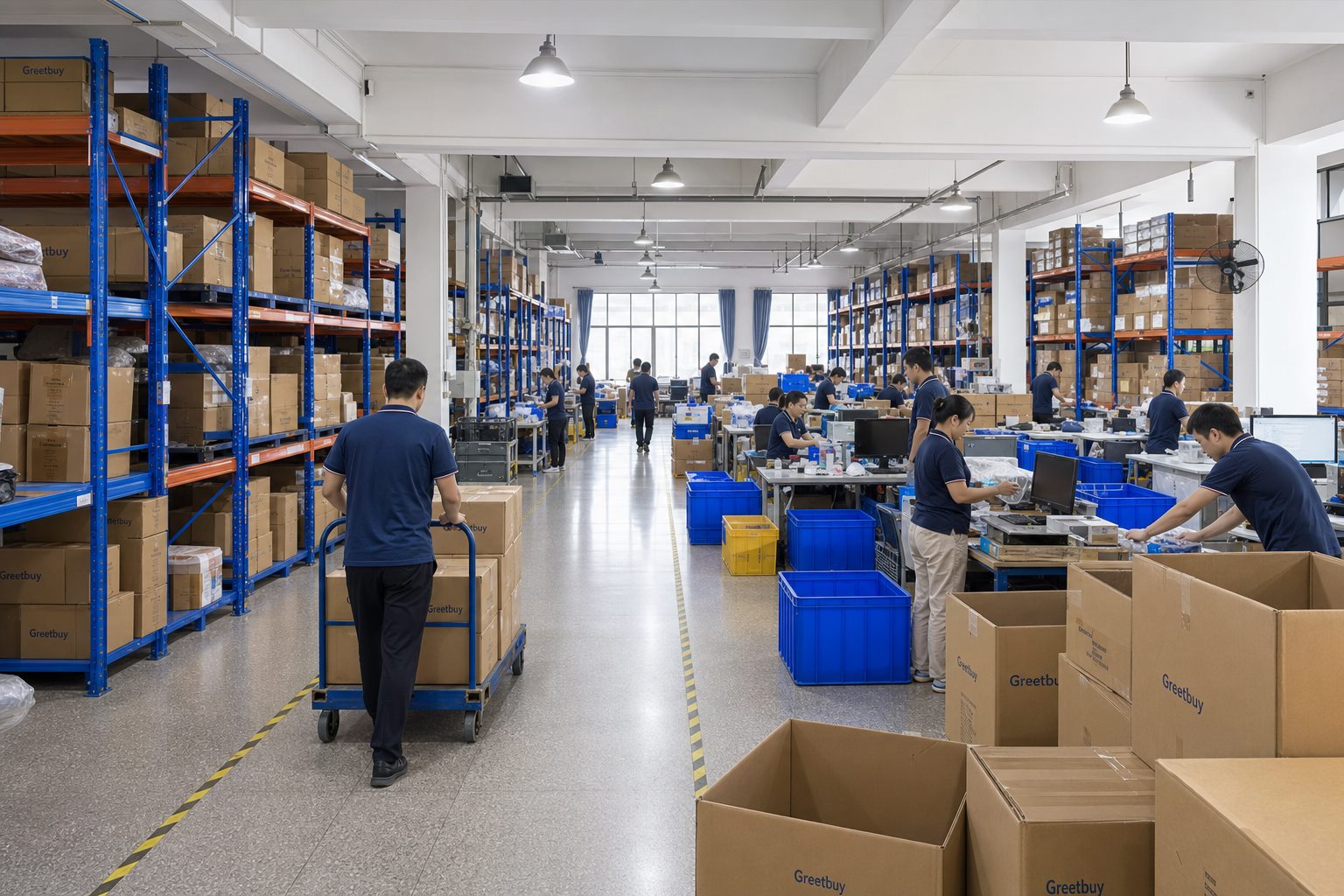 Greetbuy purchasing and fulfillment team working in our China warehouse